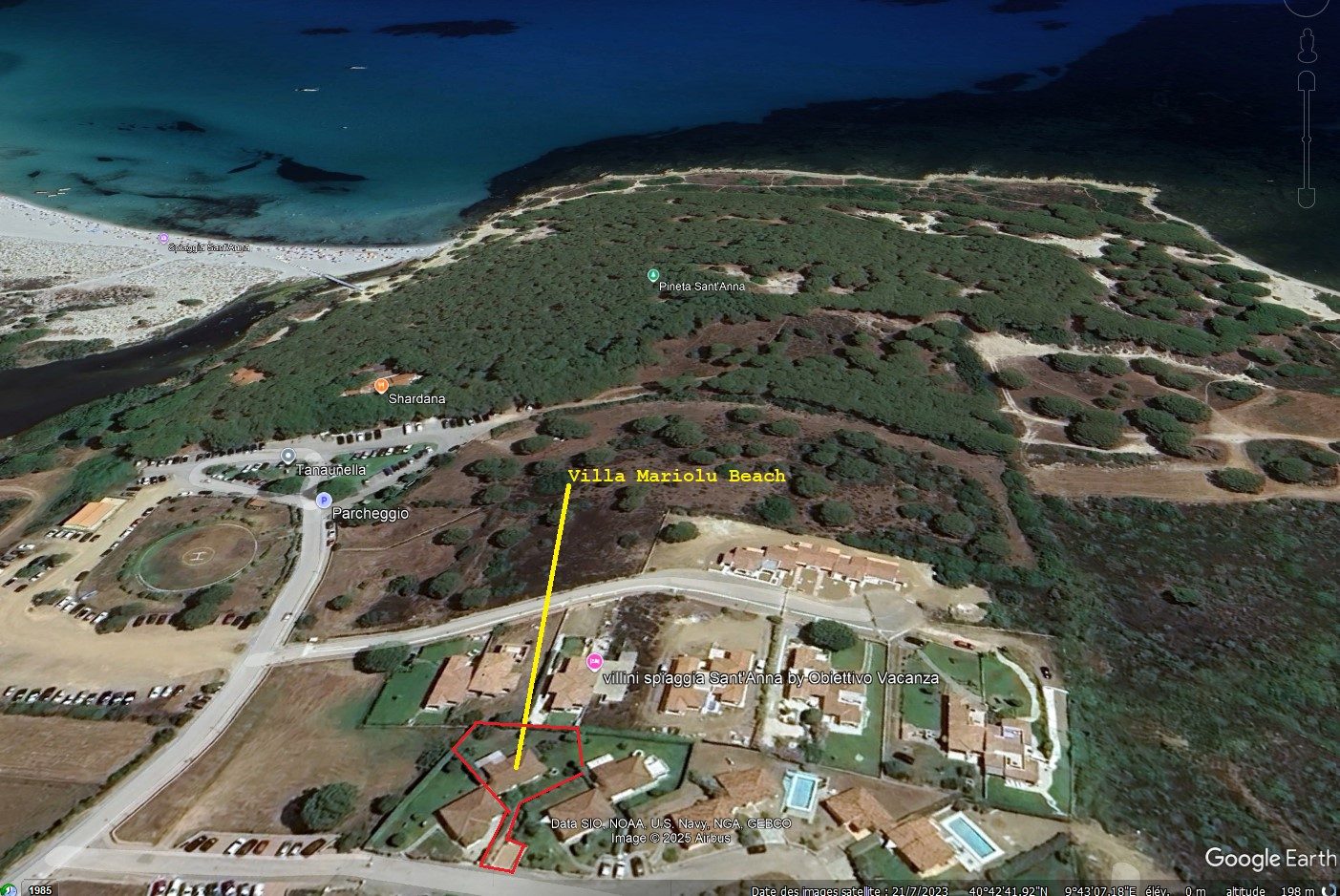 Plan de situation : Villa Mariolu Beach à Budoni, près de la plage Punta Sant’Anna